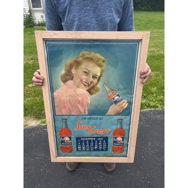 Vintage 1941 Sun Crest Suncrest Soda Advertising Calendar Sign