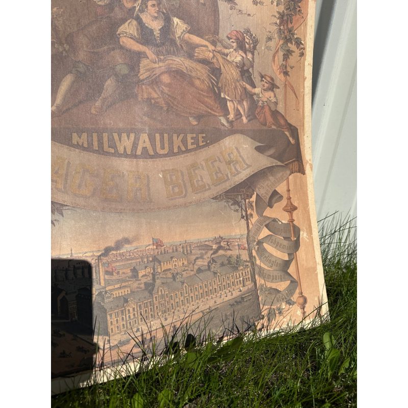 Early Pre-Pro Style Jos. Schlitz Lager Beer Litho Sign Poster Milwaukee WI 1970s