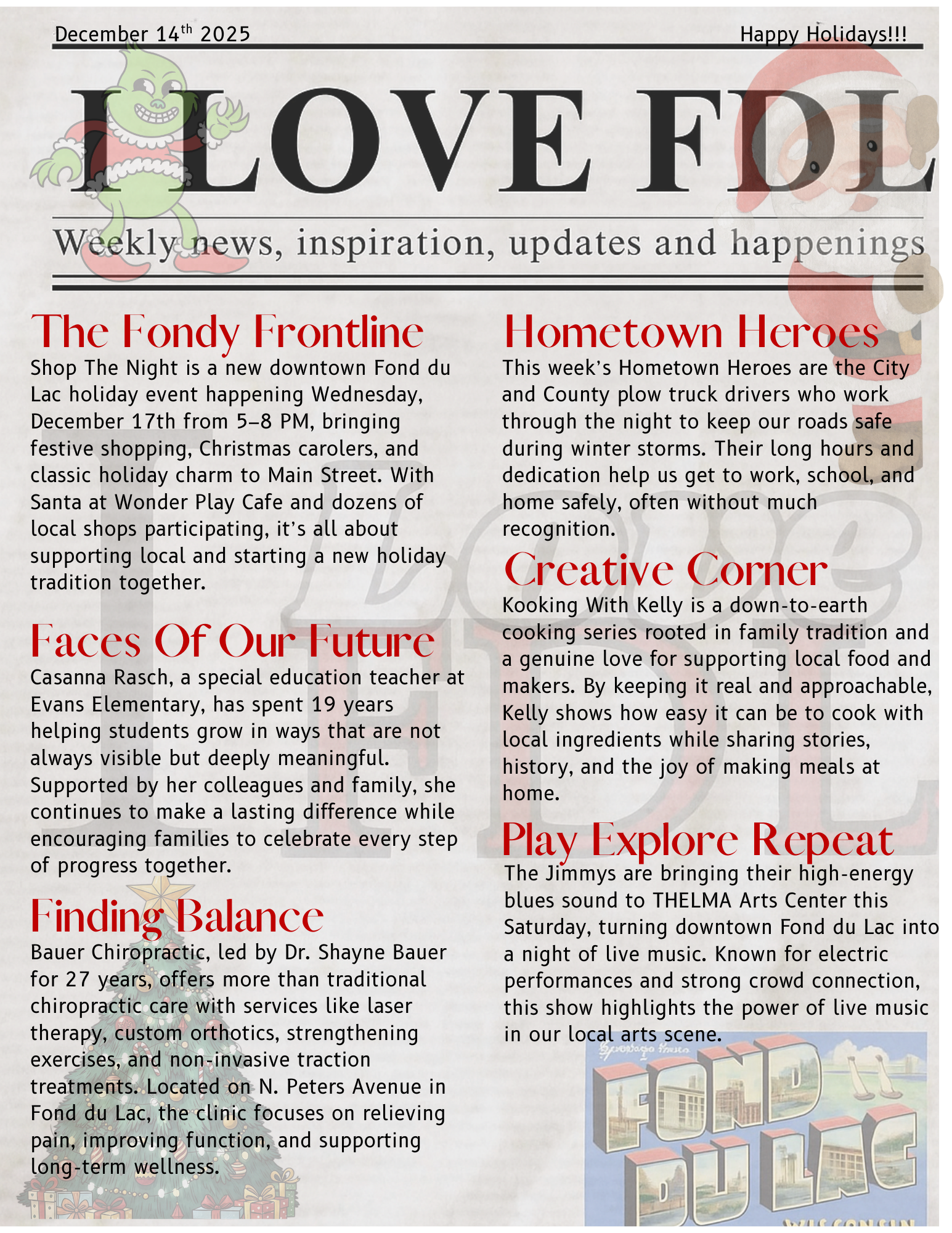 The 4th edition of The Fdl 6 Pack I Love Fond du Lac news paper. November 23, 2025