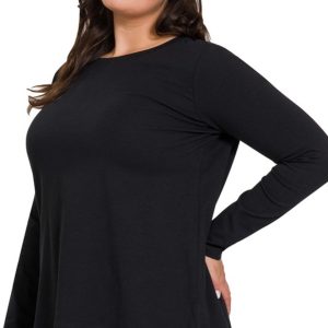 Plus cotton crew neck long sleeve