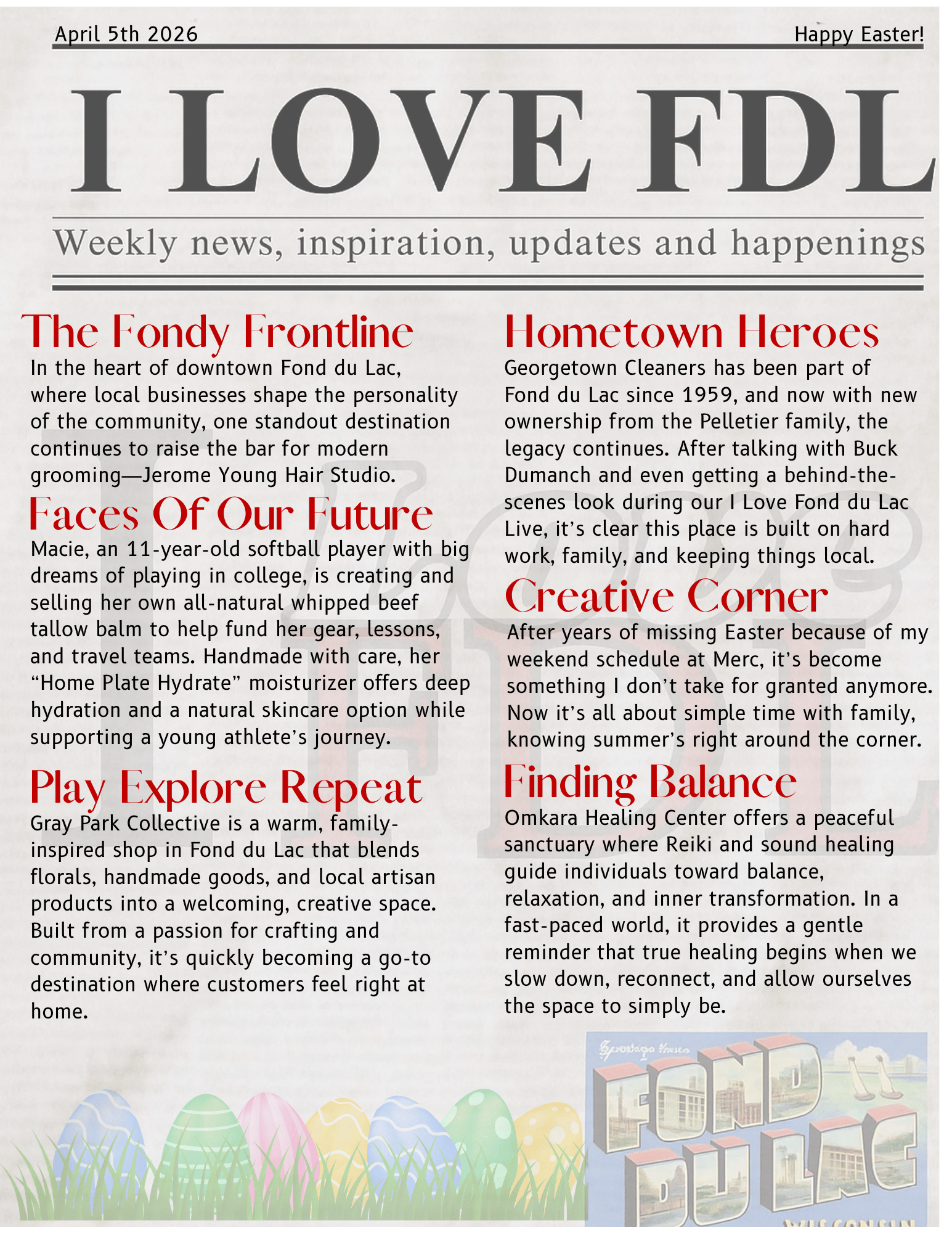 The 4th edition of The Fdl 6 Pack I Love Fond du Lac news paper. November 23, 2025